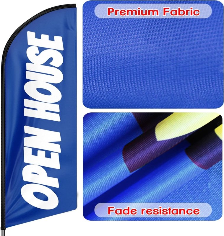 11FT Open House Bule Advertising Swooper Flag Fit 15FT Flagpole (Flagpole Not Included 4.3)