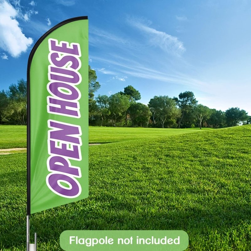 11FT Open House green Advertising Swooper Flag Fit 15FT Flagpole (Flagpole Not Included 4.3)