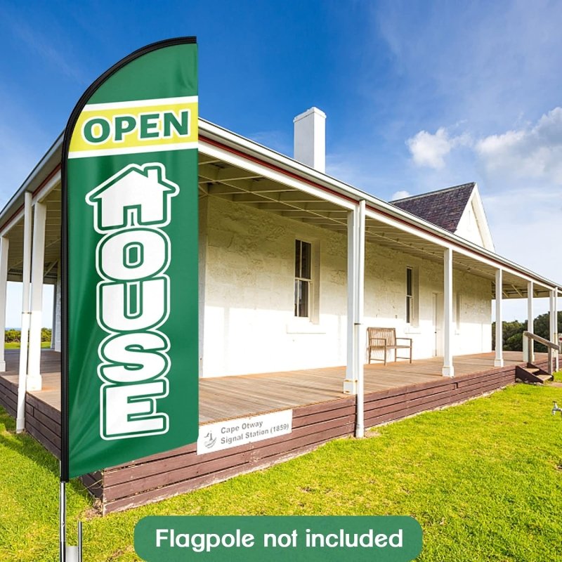 11FT Open House Green Advertising Swooper Flag Fit 15FT Flagpole (Flagpole Not Included 4.3)