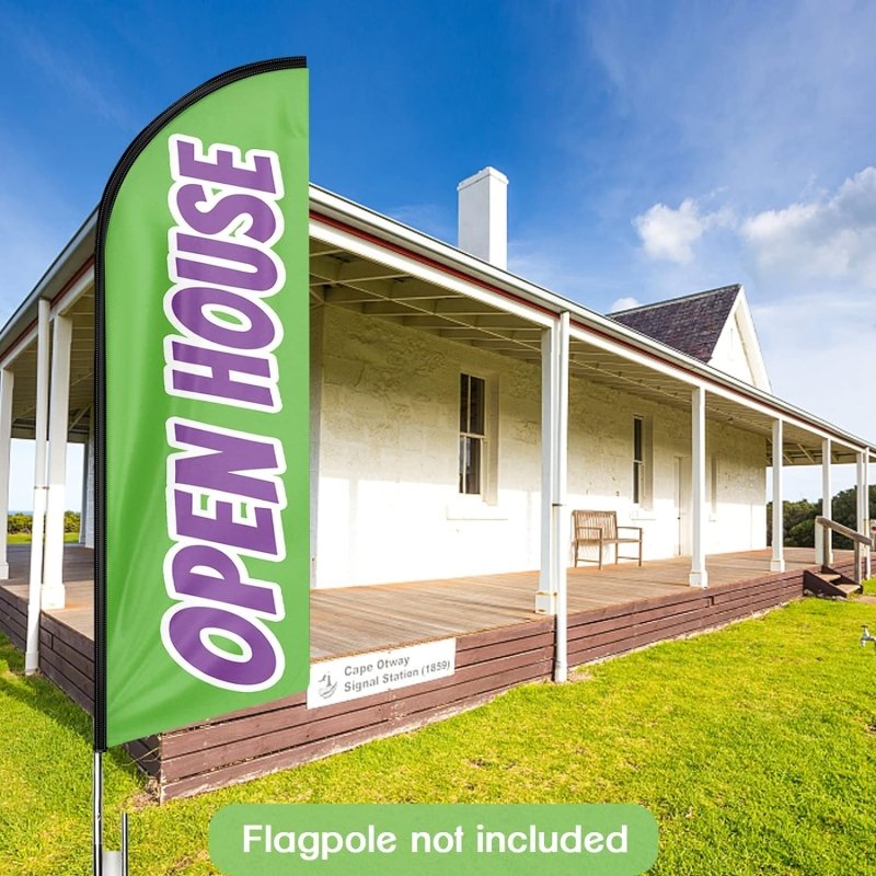 11FT Open House green Advertising Swooper Flag Fit 15FT Flagpole (Flagpole Not Included 4.3)