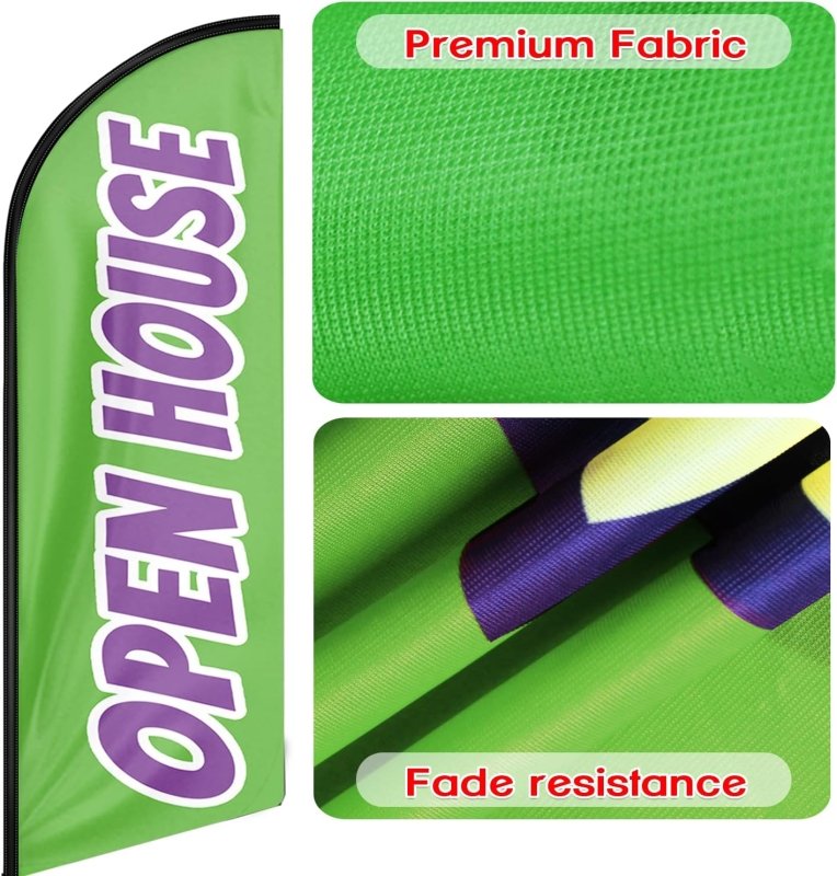 11FT Open House green Advertising Swooper Flag Fit 15FT Flagpole (Flagpole Not Included 4.3)