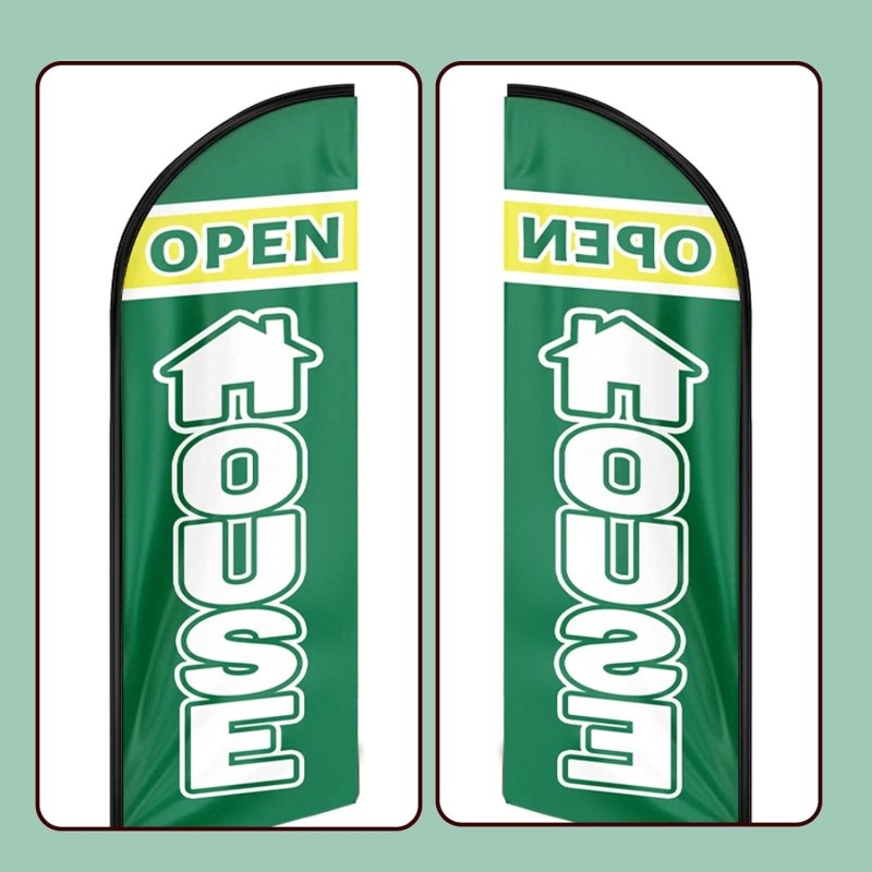 11FT Open House Green Advertising Swooper Flag Fit 15FT Flagpole (Flagpole Not Included 4.3)