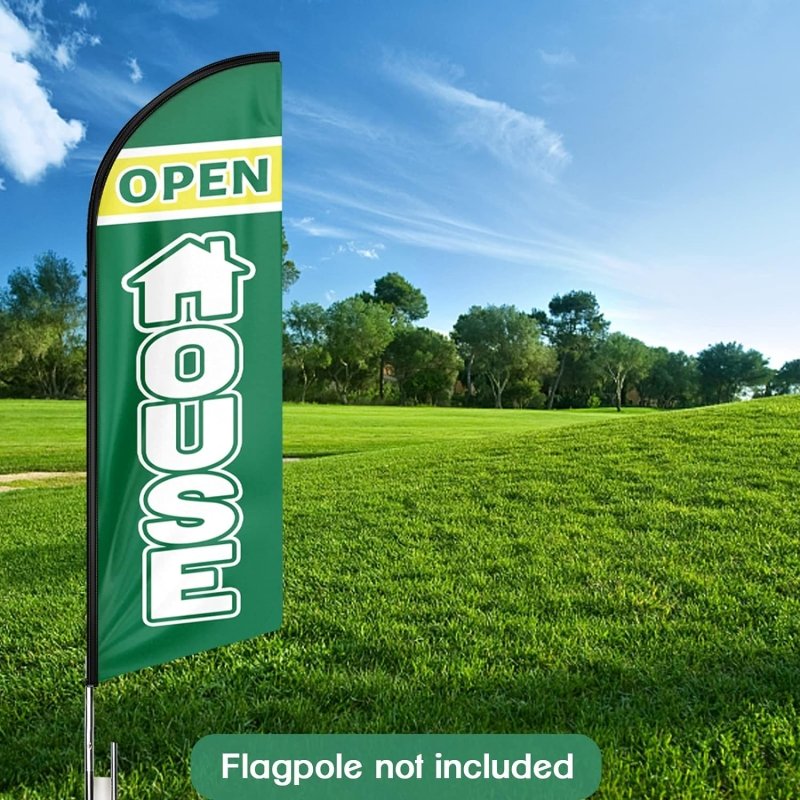 11FT Open House Green Advertising Swooper Flag Fit 15FT Flagpole (Flagpole Not Included 4.3)