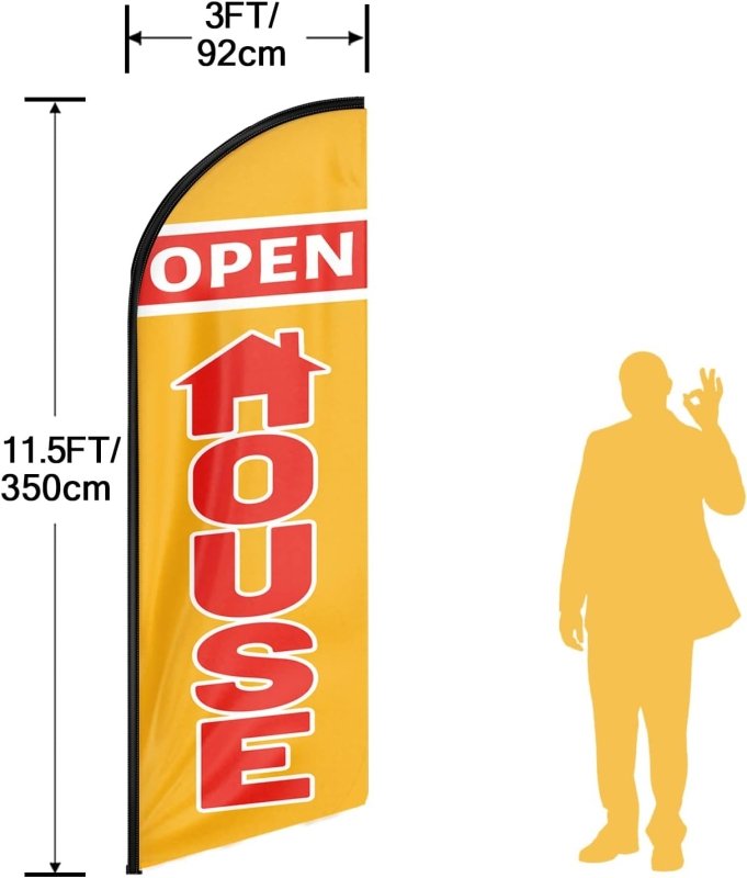 11FT Open House Orange 01 Advertising Swooper Flag Fit 15FT Flagpole (Flagpole Not Included 4.3)