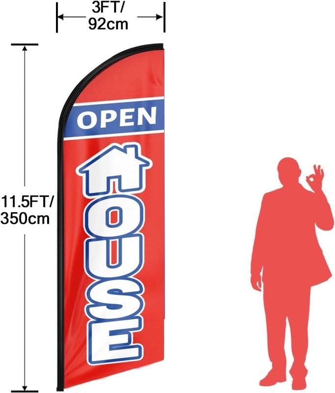 11FT Open House pink 01 Advertising Swooper Flag Fit 15FT Flagpole (Flagpole Not Included 4.3)