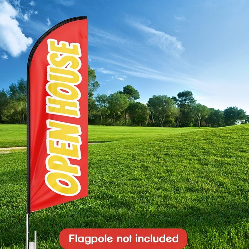 11FT Open House Red Advertising Swooper Flag Fit 15FT Flagpole (Flagpole Not Included 4.3)