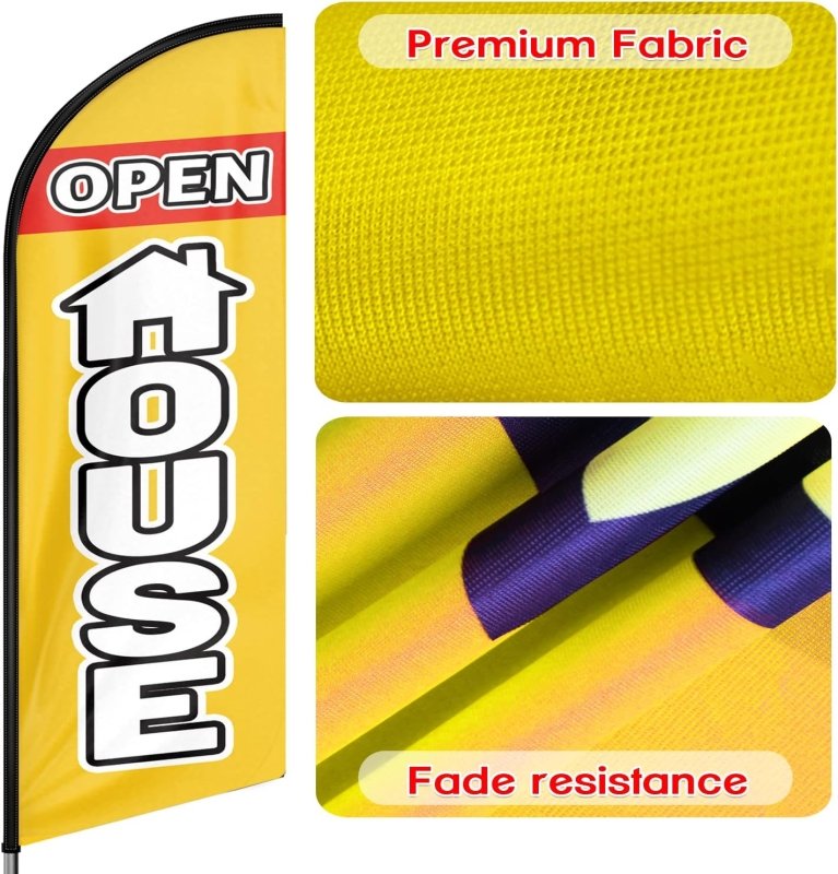 11FT Open House Yellow Advertising Swooper Flag Fit 15FT Flagpole (Flagpole Not Included 4.3)