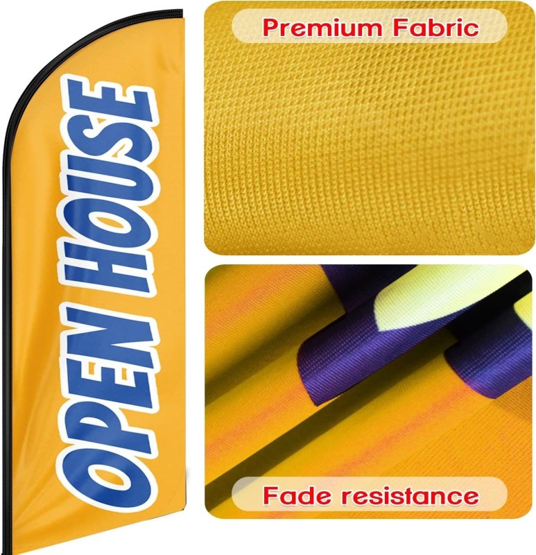 11FT Open House Yellow Advertising Swooper Flag Fit 15FT Flagpole (Flagpole Not Included 4.3)