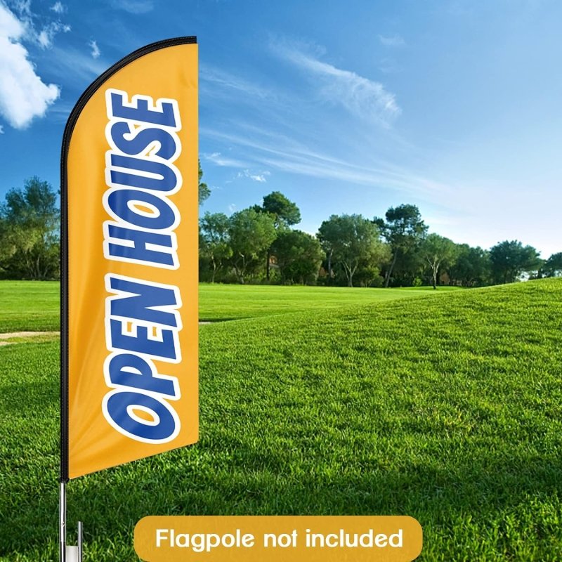 11FT Open House Yellow Advertising Swooper Flag Fit 15FT Flagpole (Flagpole Not Included 4.3)