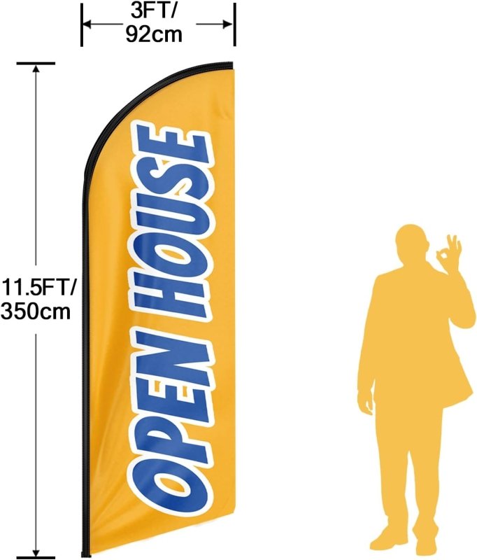 11FT Open House Yellow Advertising Swooper Flag Fit 15FT Flagpole (Flagpole Not Included 4.3)