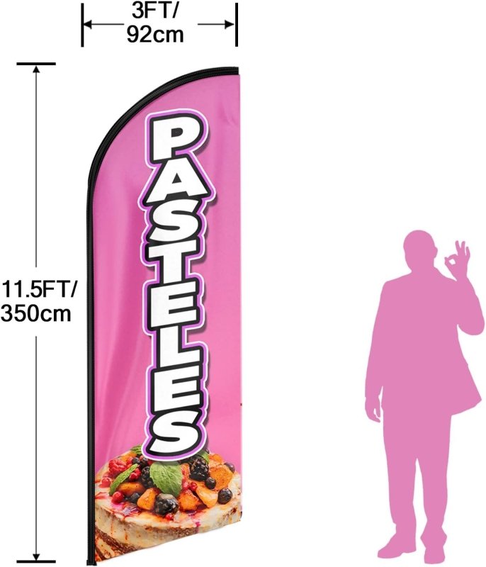 11FT Pasteles Advertising Swooper Flag Fit 15FT Flagpole(Flagpole Not Included 4.3)