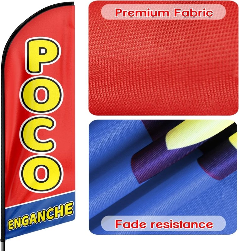 11FT Poco Enganche Advertising Swooper Flag Fit 15FT Flagpole (Flagpole Not Included 4.3)