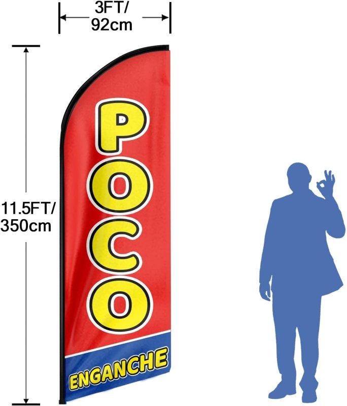 11FT Poco Enganche Advertising Swooper Flag Fit 15FT Flagpole (Flagpole Not Included 4.3)