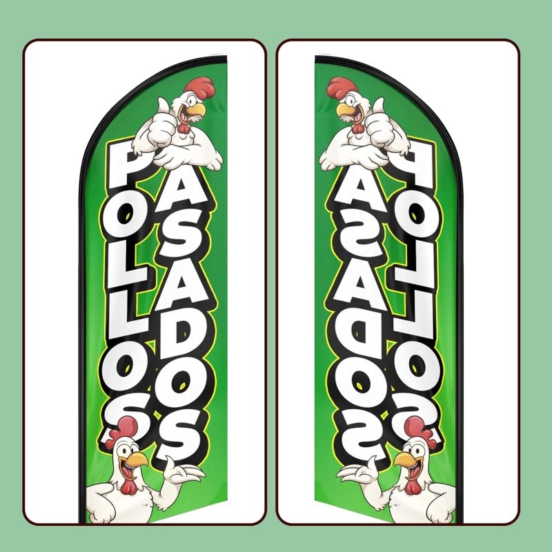 11FT Pollos Asados Advertising Swooper Flag Fit 15FT Flagpole(Flagpole Not Included 4.3)