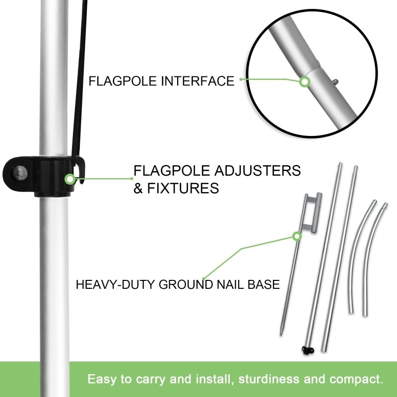 11FT Polyester Open Flag with Aluminium Alloy Flag Pole Kit, Ground Stake(3.3m)