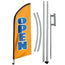 11FT Polyester Open Flag with Aluminium Alloy Flag Pole Kit, Ground Stake(3.3m)