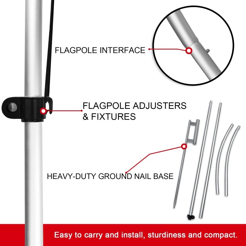 11FT Polyester Open Flag with Aluminium Alloy Flag Pole Kit(3.3m)