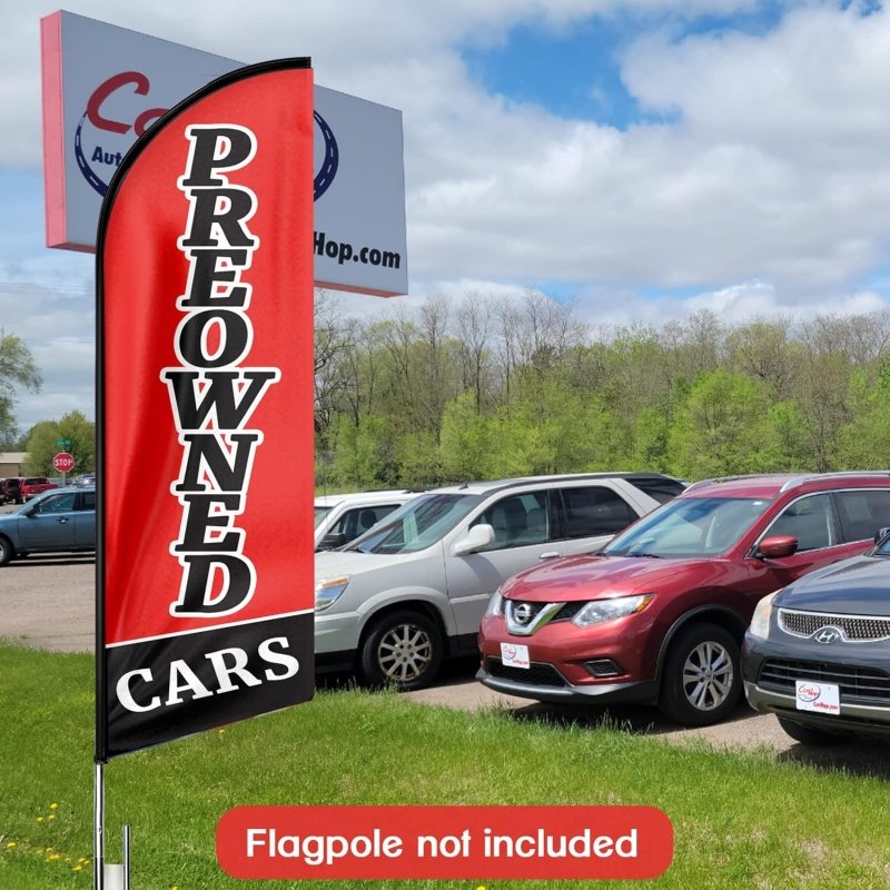 11FT Preowned Cars Advertising Swooper Flag Fit 15FT Flagpole(Flagpole Not Included 4.3)