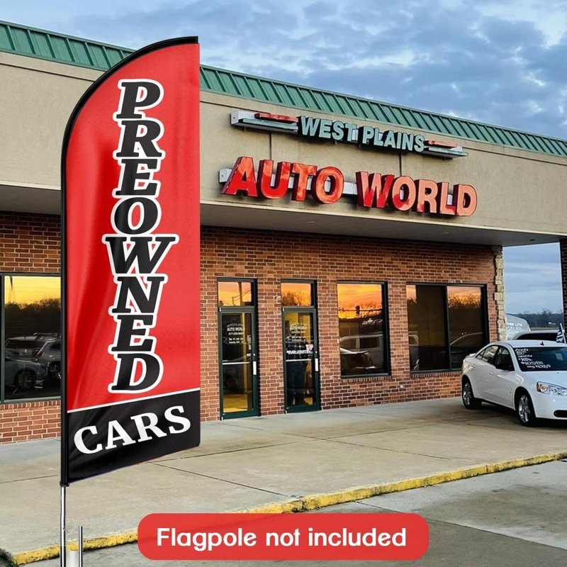 11FT Preowned Cars Advertising Swooper Flag Fit 15FT Flagpole(Flagpole Not Included 4.3)