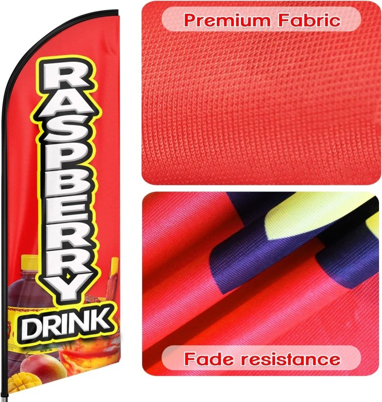 11FT Raspberry Drink Advertising Swooper Flag Fit 15FT Flagpole(Flagpole Not Included 4.3)