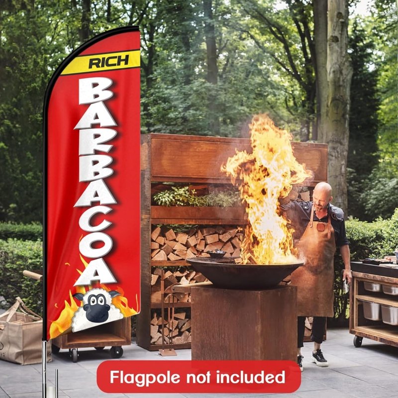 11FT Rich Barbacoa Advertising Swooper Flag Fit 15FT Flagpole(Flagpole Not Included 4.3)