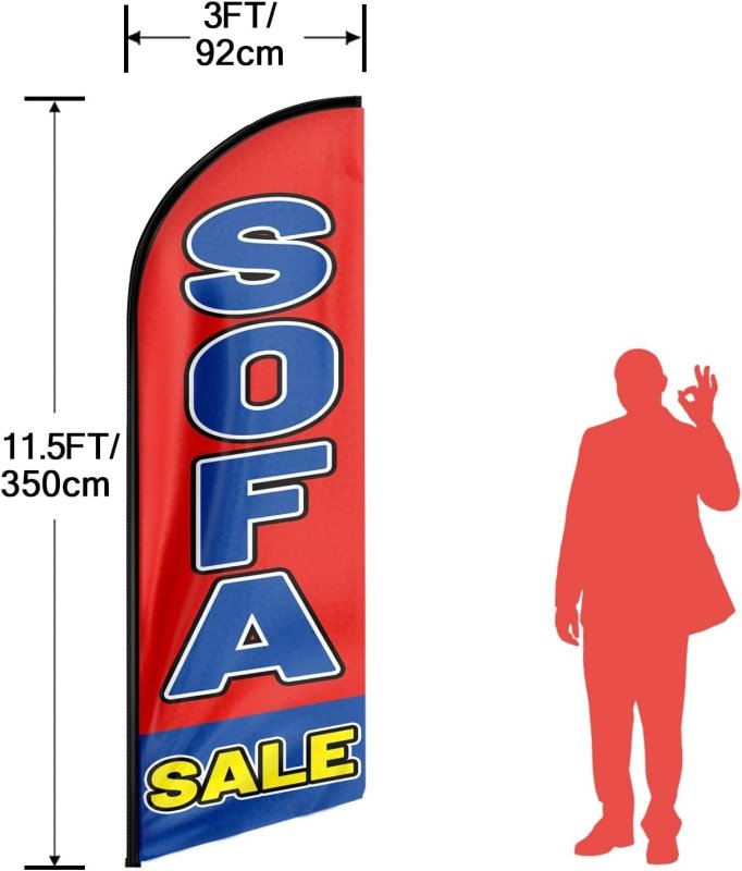 11FT Sofa Sale Advertising Swooper Flag Fit 15FT Flagpole (Flagpole Not Included 4.3)