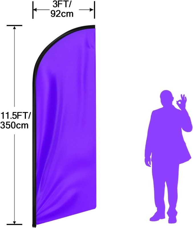 11FT Solid Deep Purple Advertising Swooper Flag Fit 15FT Flagpole(Flagpole Not Included 4.3)