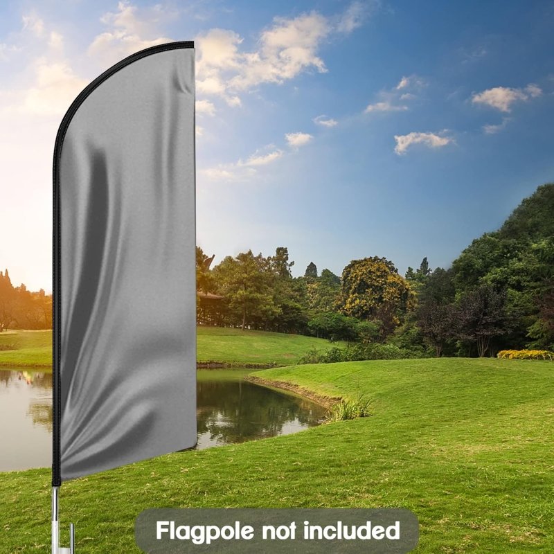 11FT Solid Grey Advertising Swooper Flag Fit 15FT Flagpole(Flagpole Not Included 4.3)