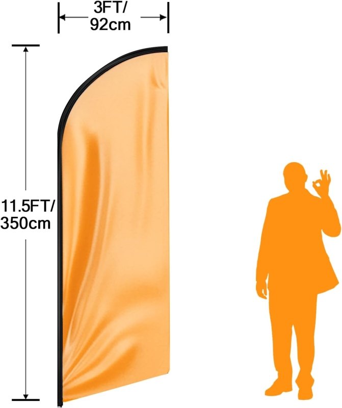 11FT Solid Orange Advertising Swooper Flag Fit 15FT Flagpole(Flagpole Not Included 4.3)