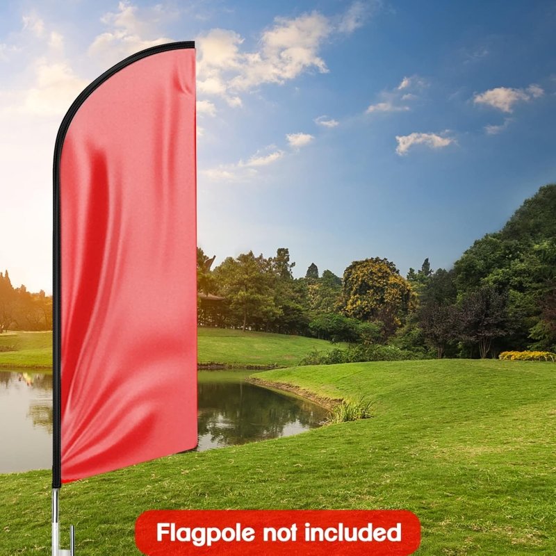 11FT Solid Red Advertising Swooper Flag Fit 15FT Flagpole(Flagpole Not Included 4.3)