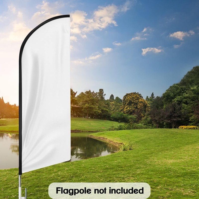 11FT Solid White Advertising Swooper Flag Fit 15FT Flagpole(Flagpole Not Included 4.3)