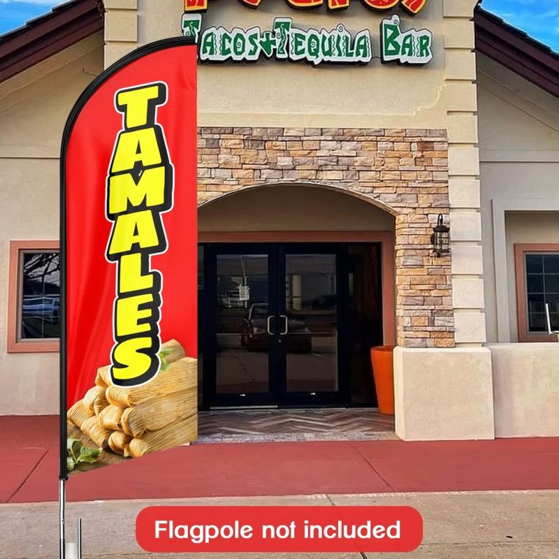 11FT Tamales Advertising Swooper Flag Fit 15FT Flagpole(Flagpole Not Included 4.3)