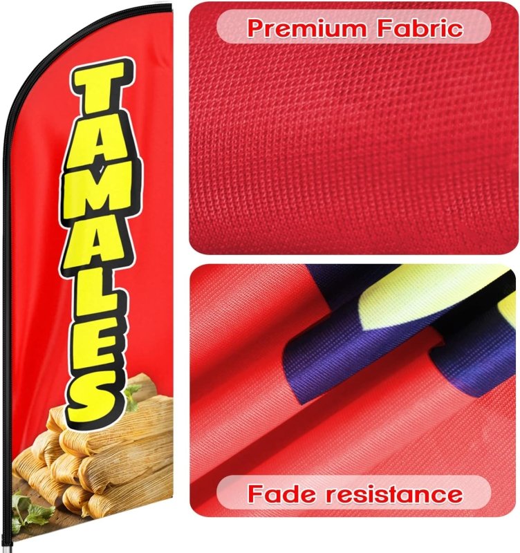 11FT Tamales Advertising Swooper Flag Fit 15FT Flagpole(Flagpole Not Included 4.3)