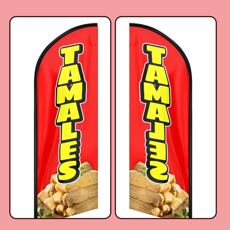 11FT Tamales Advertising Swooper Flag Fit 15FT Flagpole(Flagpole Not Included 4.3)