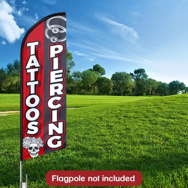 11FT Tatoos Piercing Advertising Swooper Flag Fit 15FT Flagpole (Flagpole Not Included 4.3)