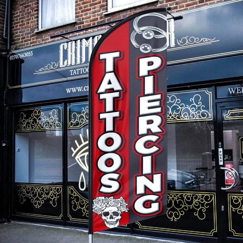 11FT Tattoos and Piercing Advertising Swooper Flag(3.4m)