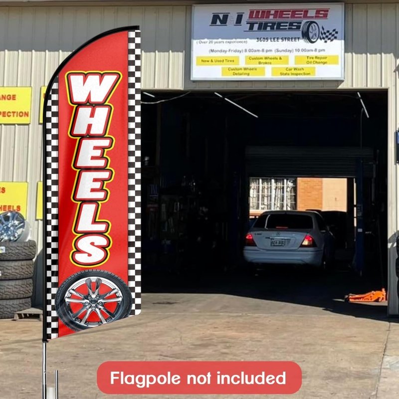 11FT Wheels Advertising Swooper Flag Fit 15FT Flagpole(Flagpole Not Included 4.3)