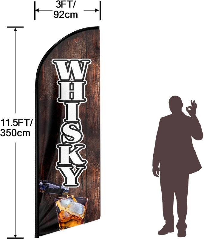 11FT Whisky Advertising Swooper Flag Fit 15FT Flagpole(Flagpole Not Included 4.3)