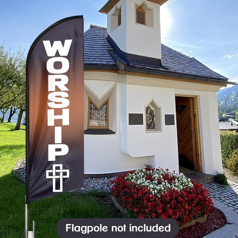 11FT Worship Advertising Swooper Flag Fit 15FT Flagpole(Flagpole Not Included 4.3)