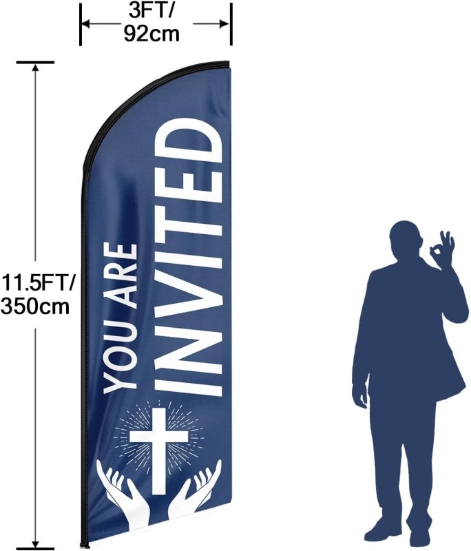 11FT You Are Invited Advertising Swooper Flag Fit 15FT Flagpole(Flagpole Not Included 4.3)