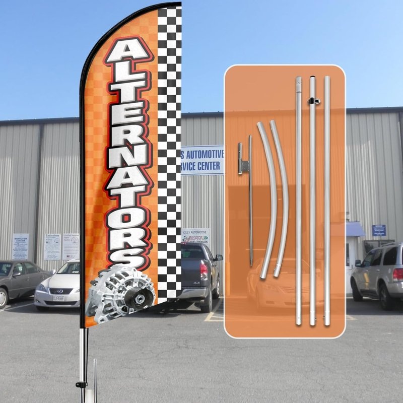 15FT Alternators Sign with Aluminum Alloy Flagpole and Stainless Steel Ground Stak (4.3m)