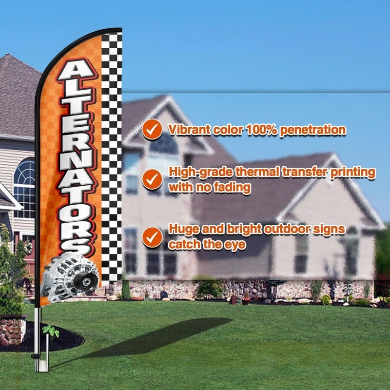 15FT Alternators Sign with Aluminum Alloy Flagpole and Stainless Steel Ground Stak (4.3m)