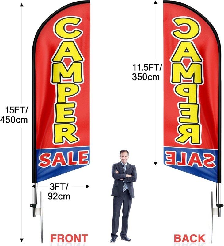 15FT Camper Sign with Aluminum Alloy Flagpole and Stainless Steel Ground Stak (4.3m)