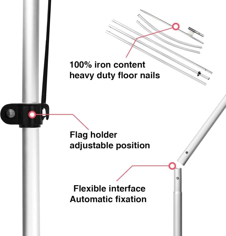 15FT Camper Sign with Aluminum Alloy Flagpole and Stainless Steel Ground Stak (4.3m)