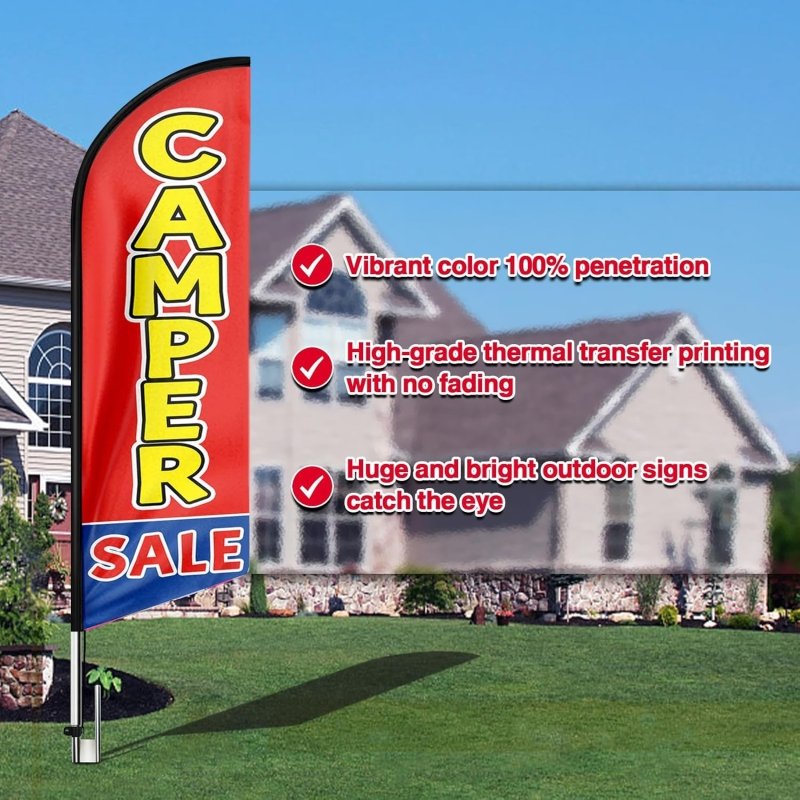 15FT Camper Sign with Aluminum Alloy Flagpole and Stainless Steel Ground Stak (4.3m)