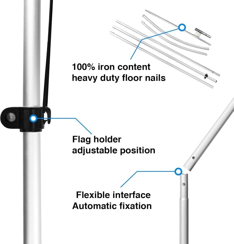 15FT Paletas Sign with Aluminum Alloy Flagpole and Stainless Steel Ground Stak