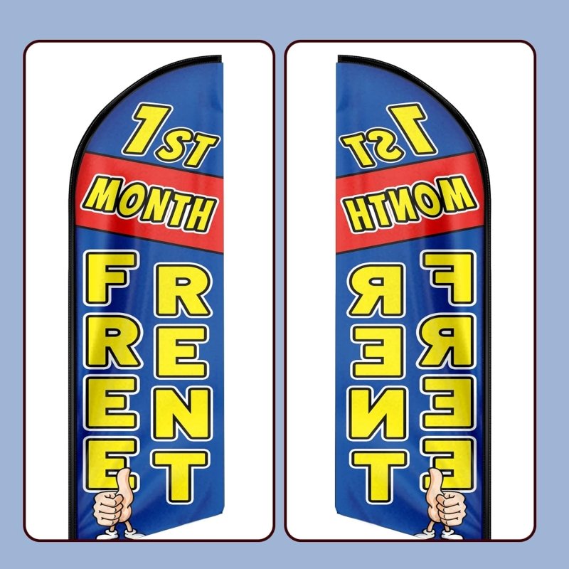 1St Month Free Rent Themed Feather Flag, 11FT 1St Month Free Rent Advertising Swooper Flag Fit 15FT Flagpole(Flagpole Not Included 4.3)