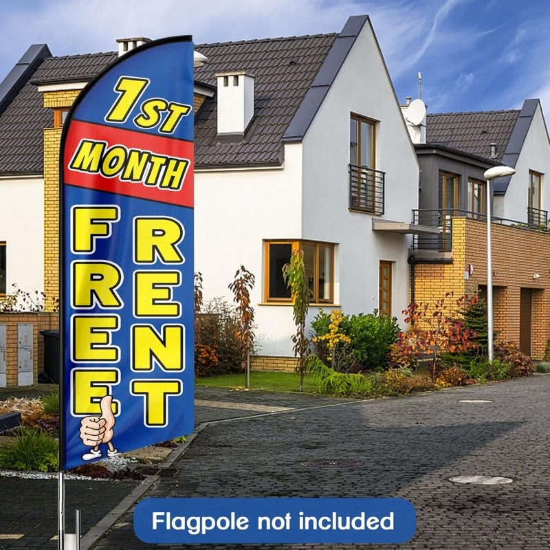 1St Month Free Rent Themed Feather Flag, 11FT 1St Month Free Rent Advertising Swooper Flag Fit 15FT Flagpole(Flagpole Not Included 4.3)