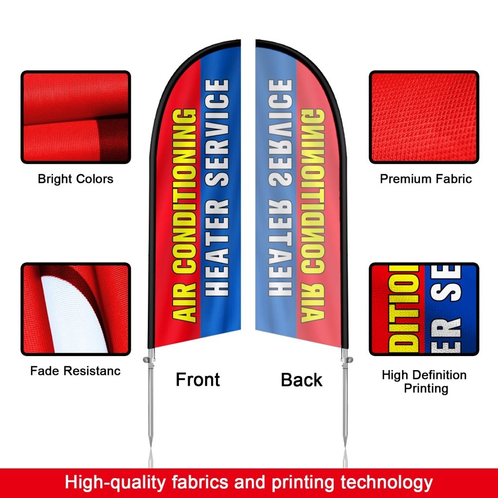 8F Air Condi Heater Serv Feather Flag with Stainless Steel Pole Kit（2m flag set）