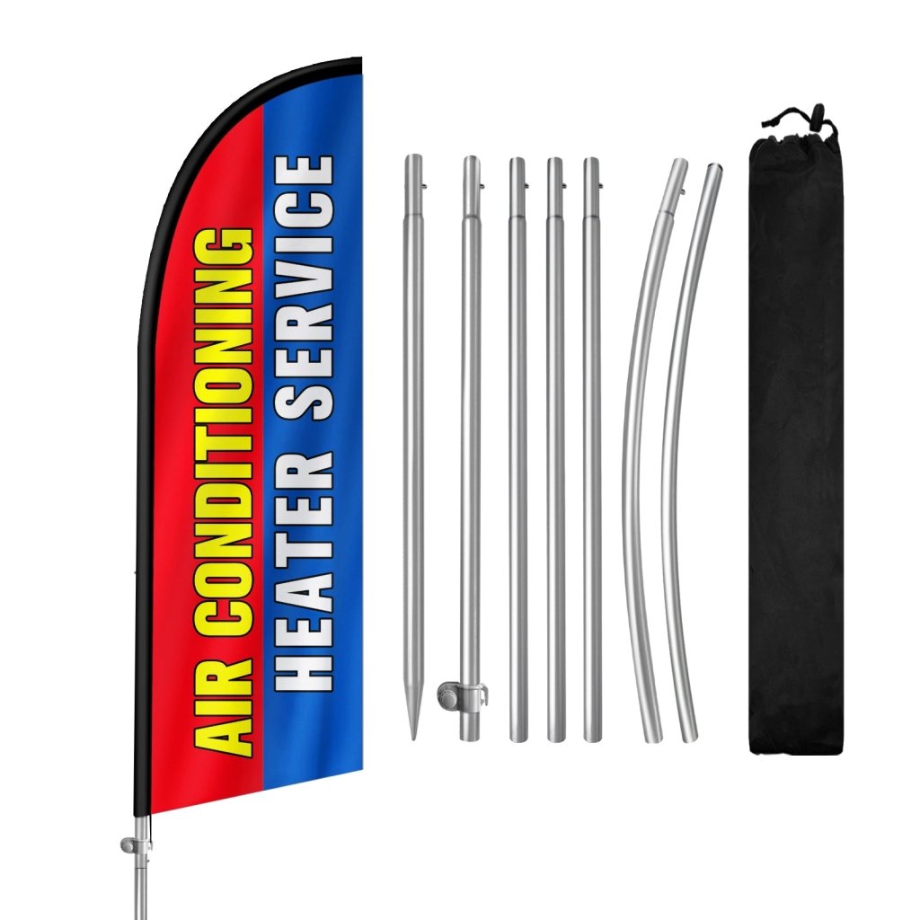 8F Air Condi Heater Serv Feather Flag with Stainless Steel Pole Kit（2m flag set）